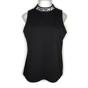 Worthington Jewel Collar Sleeveless  Scuba Blouse